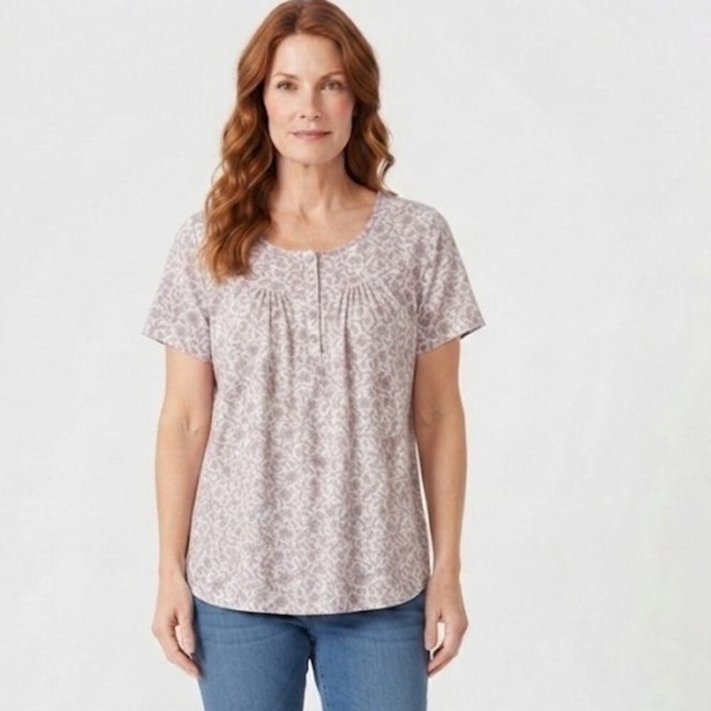 Blue Mountain Floral Summer Lightweight Blouse Plus Size 1X